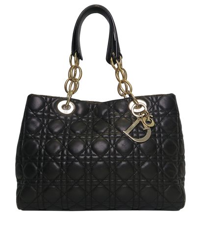 Cannage Tote Medium, &pound;750, Handbags, Black, Leather, Front view